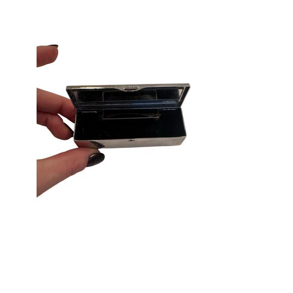 Vintage Silver Lipstick Case w/Mirror Inside Velvet Lined 3.5"x1" - Picture 4 of 5